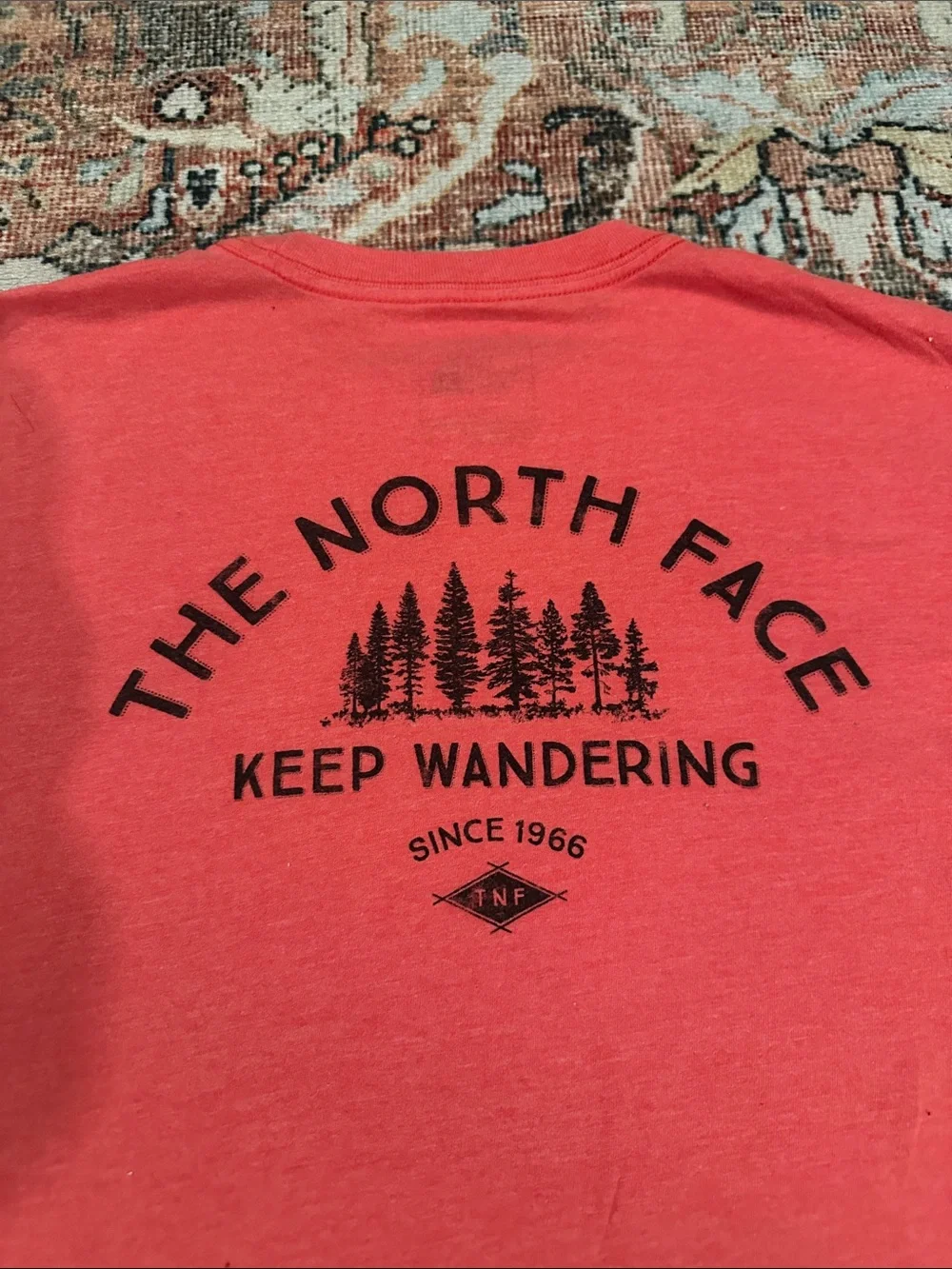 The North Face Men’s Coral-Red Logo Short Sleeve Tee Size Small